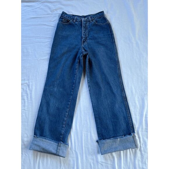 Calvin Klein Jeans Denim - Calvin Klein Wide Leg Fray Bottom Jeans Size 8 100% Cotton Roll Up, High Rise